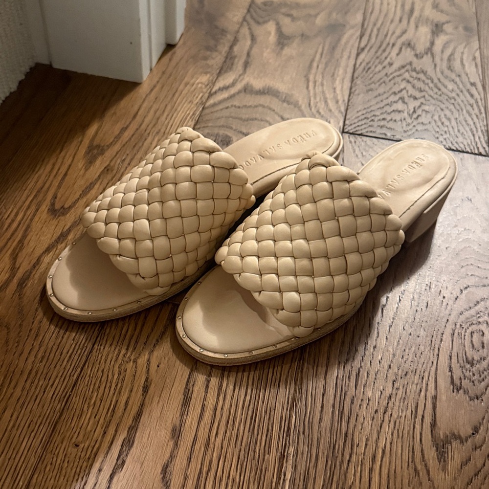 Freda Salvador Cream Woven Slides
